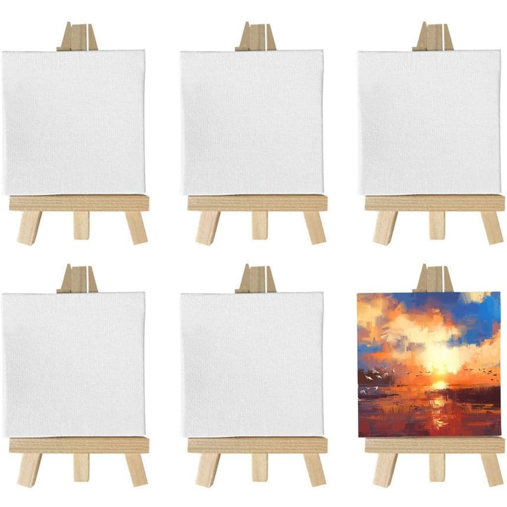 20 Mini telas e cavaletes , Conjunto de pintura em mini tela inclui tela 10 x 10 cm, mini cavalete, festa de arte para crianças, Artesãos , Artistas