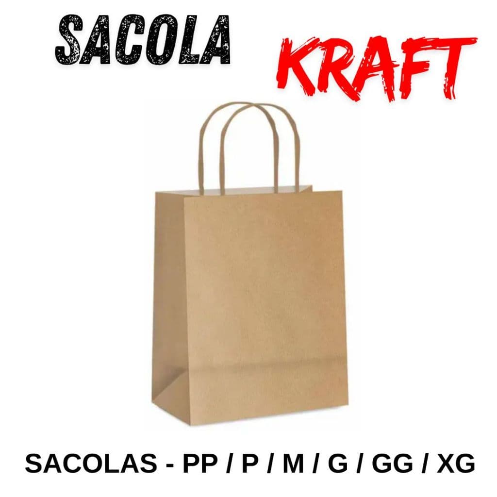 Sacolas Kraft de papel 25 UNIDADES - Escolha o Tamanho PP P M G GG XG