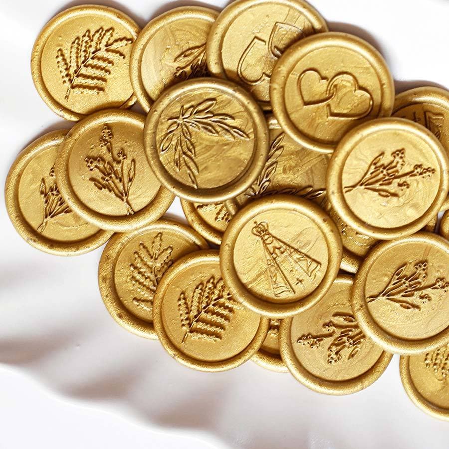 Lacre de cera Dourado Pronta Entrega c/ dupla face - escolha o desenho