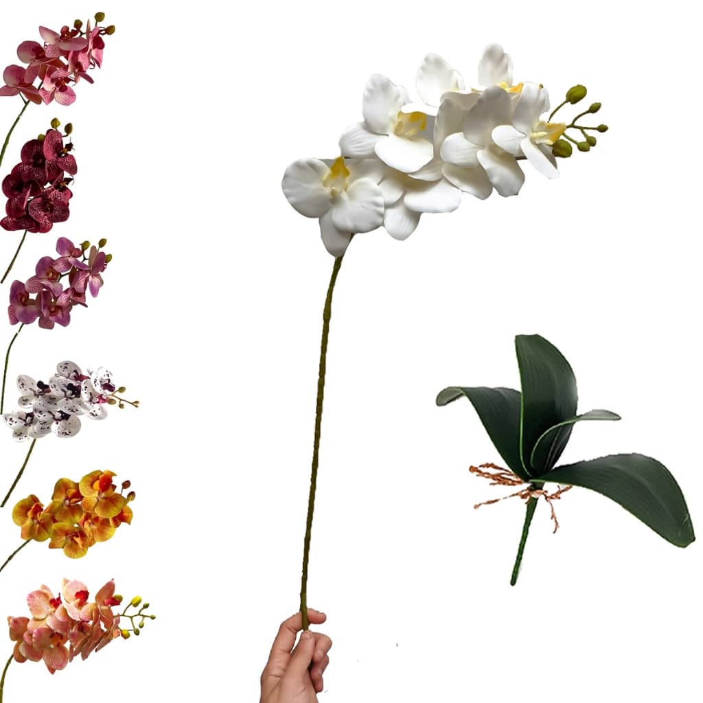 1 Orquidea Artificial Silicone 3d Haste Flexivel Parece Real C Folha