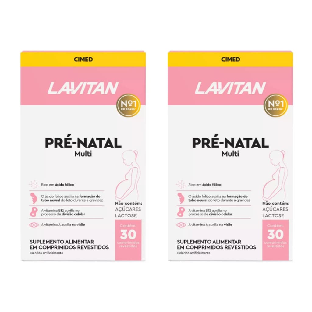 Kit 2x Multivitamínico Lavitan Pré Natal Mult Com 30 Cpm