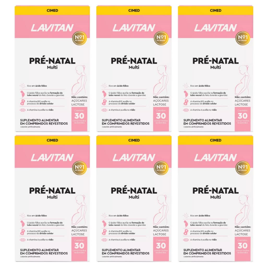 Kit 6x Multivitamínico Lavitan Pré Natal Mult Com 30 Cpm