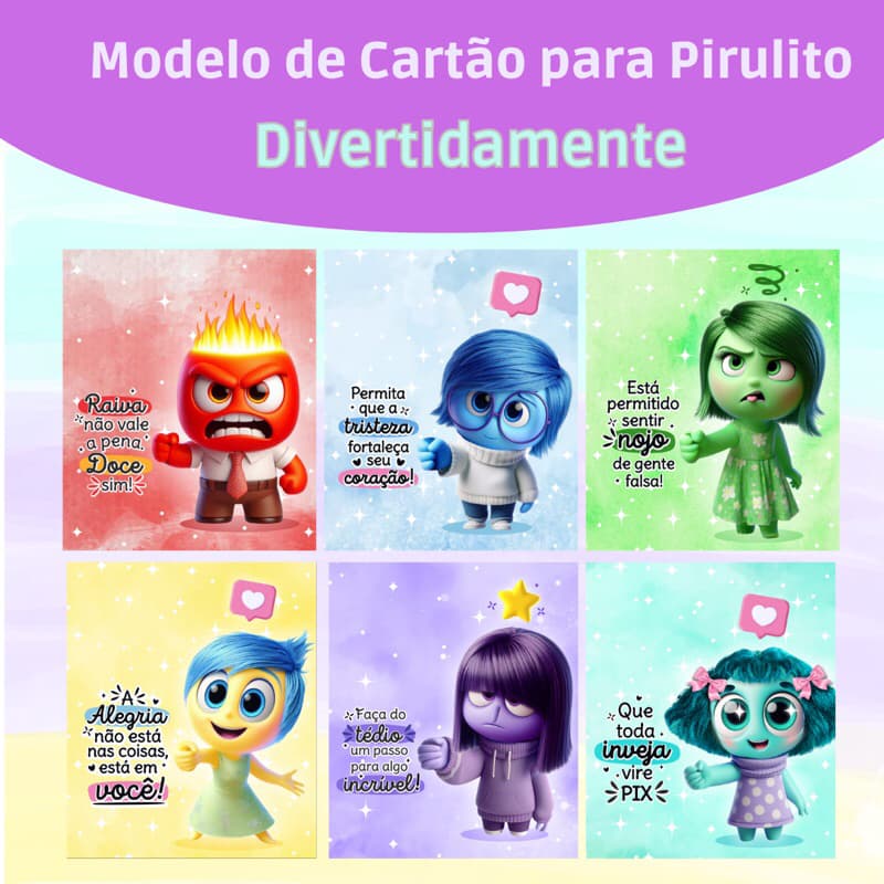 50 cartão para Pirulito Divertidamente