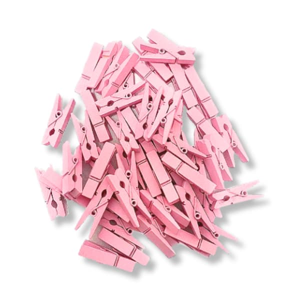 Mini Pregador de Madeira 3,5 cm Rosa Bebê Prendedor de Fotos Lembrancinha Artesanato Scrapbook