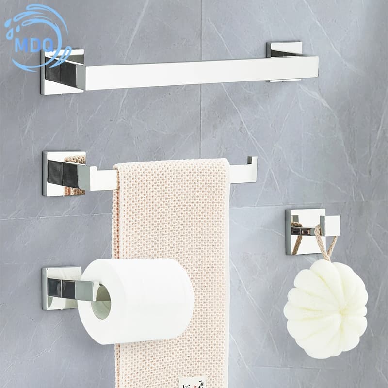 Kit De Acessórios Para Banheiro 4 Peças Chrome 40Cm/57Cm Furação Inoxidável