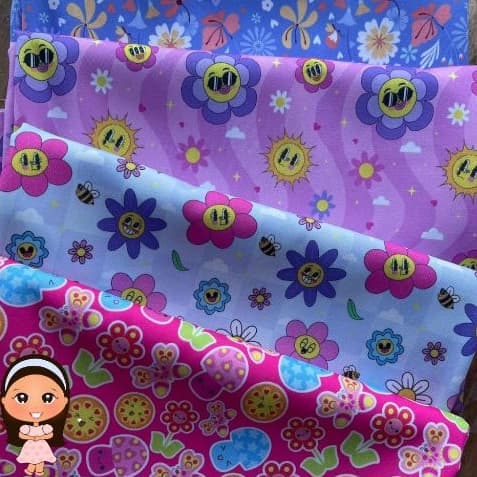 Crepe Digital Santorini, 1 a 5mt, 95% Poliéster 5% Elástano 1,47 de Largura, Roupas Infantis