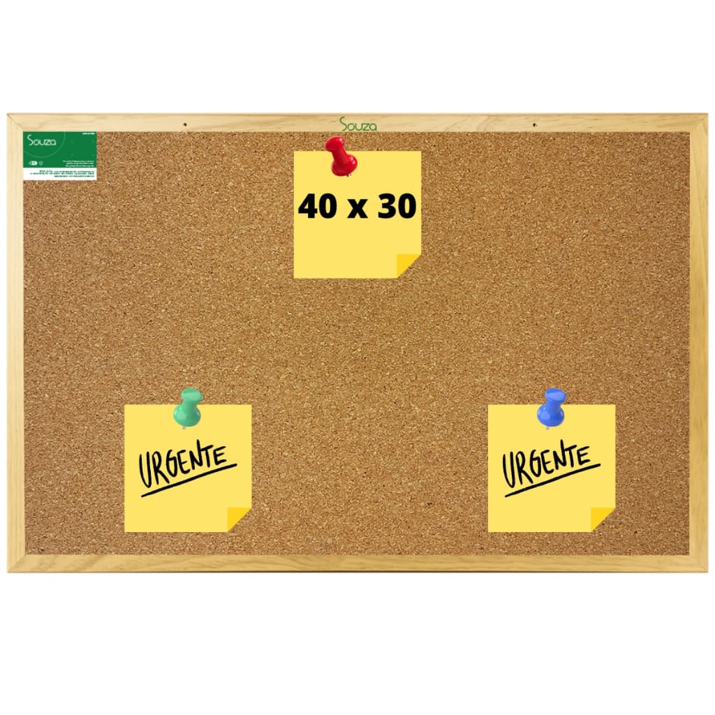 Quadro Lousa Cortiça 40 x 30 cm Moldura Madeira Avisos Recados Quadro de Avisos Anotações