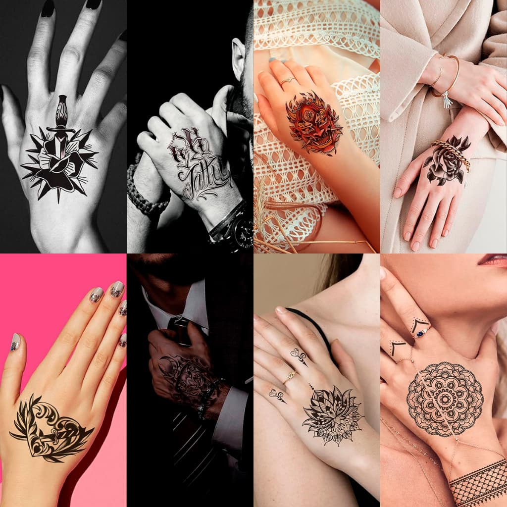 Tatuagem Temporária Adesiva de Mão Desenhos em Alta Qualidade