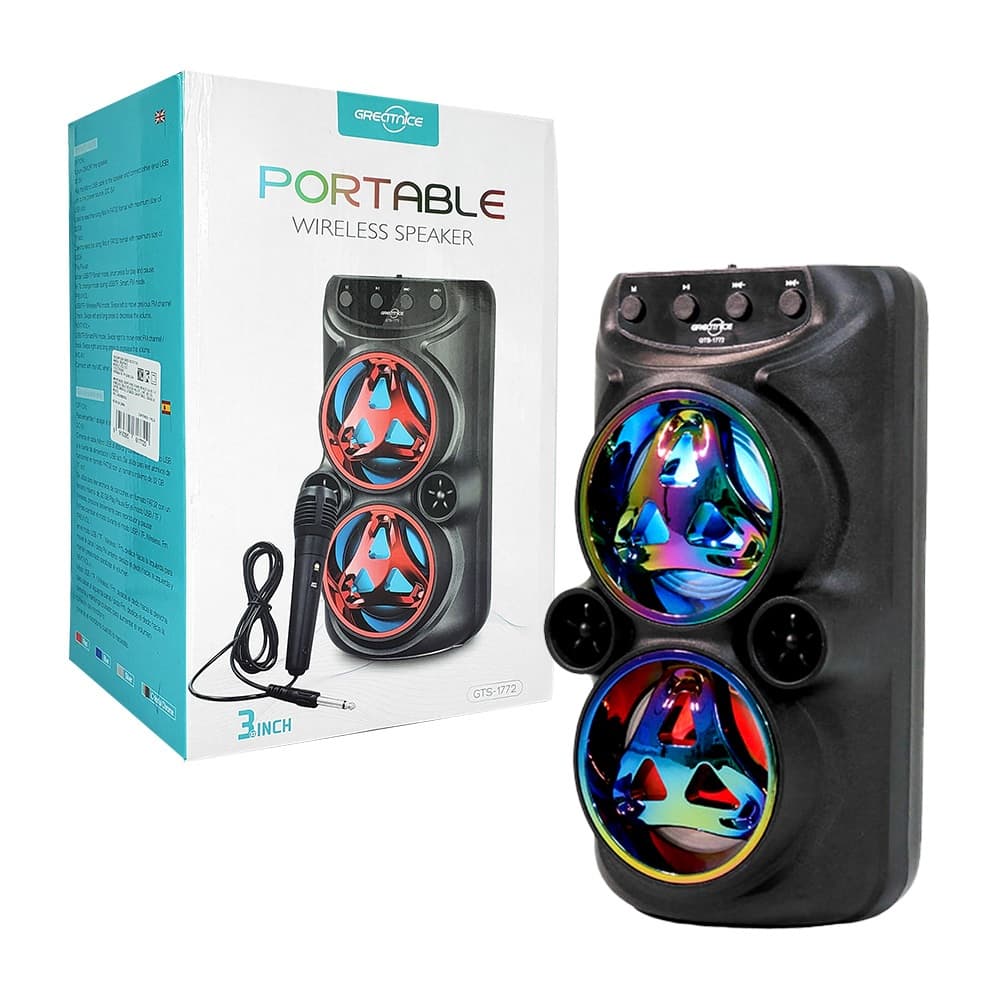 Caixa de Som Com Microfone Karaoke Bluetooth Rádio FM PenDrive SD GTS 1772/ kts 1513 / Ktx 1588 bass