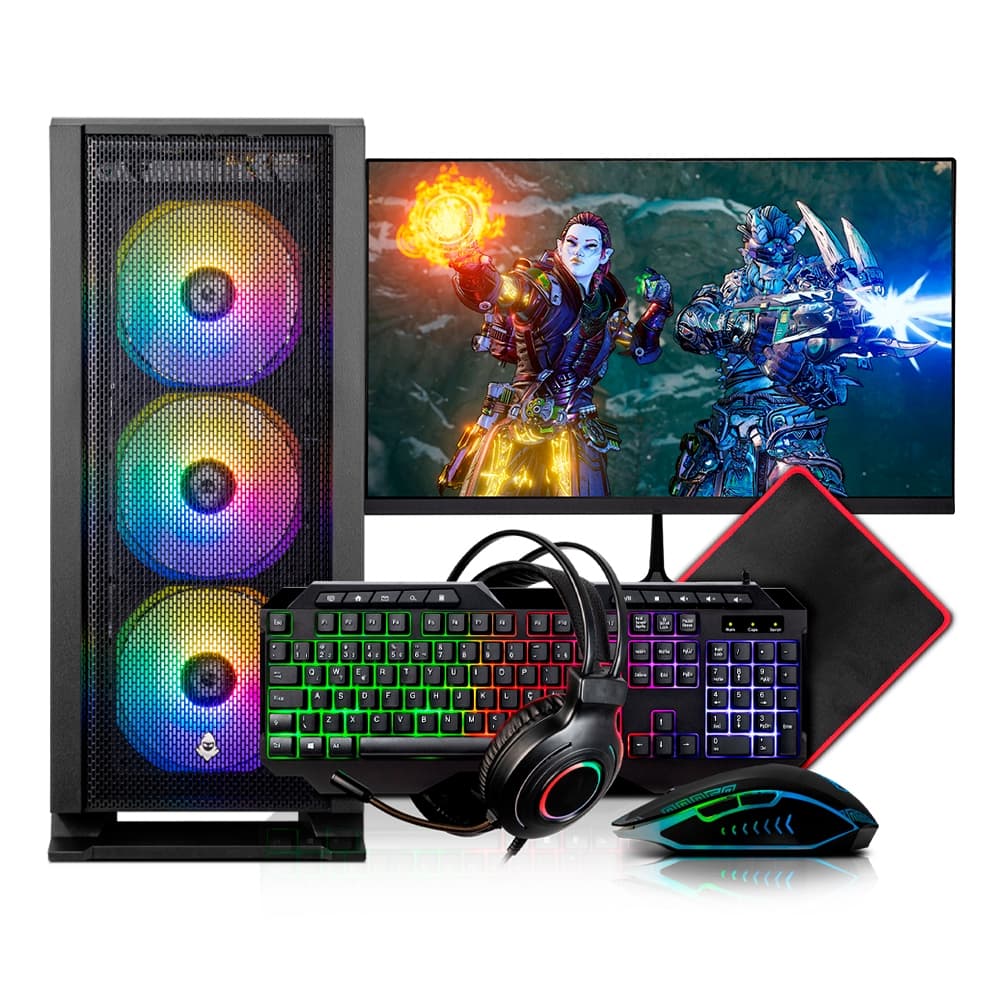 PC Gamer Completo Mancer, AMD Ryzen 5 5600GT, Vega 7, 16GB DDR4, SSD 480GB, Fonte 400W 80 Plus