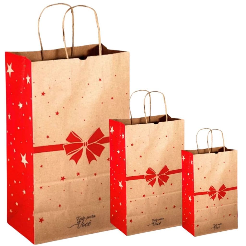 SACOLA KRAFT PARA PRESENTE LAÇO DIVERSOS TAMANHOS