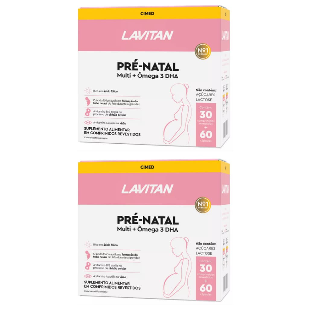 Kit 2x Lavitan Pré-natal Multivitamínico + Ômega 3 - 90 Cps