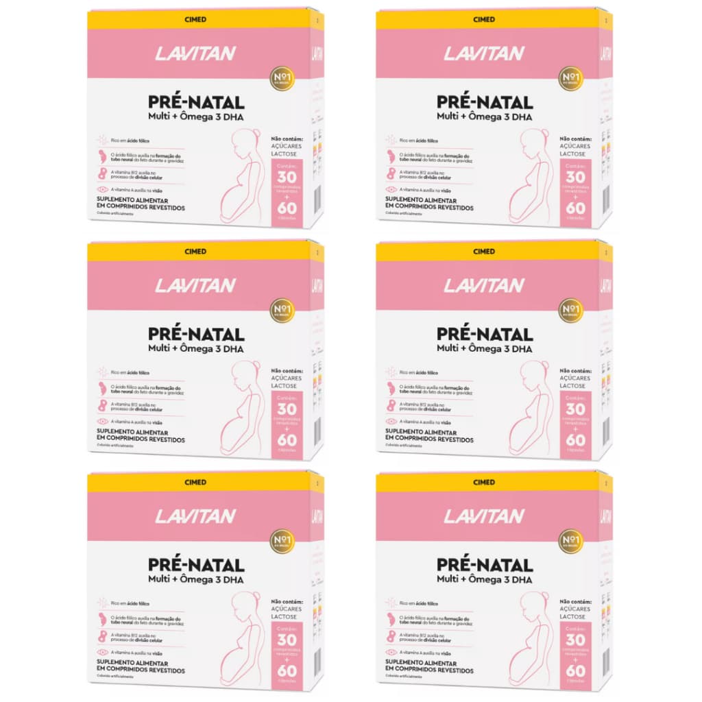Kit 6x Lavitan Pré-natal Multivitamínico + Ômega 3 - 90 Cps