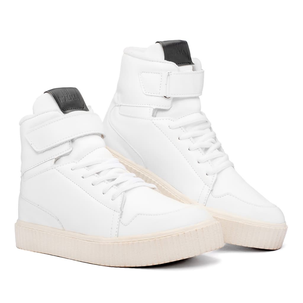 Botinha Feminina Fitness Para Academia Cano Alto Couro Sintético Confortável