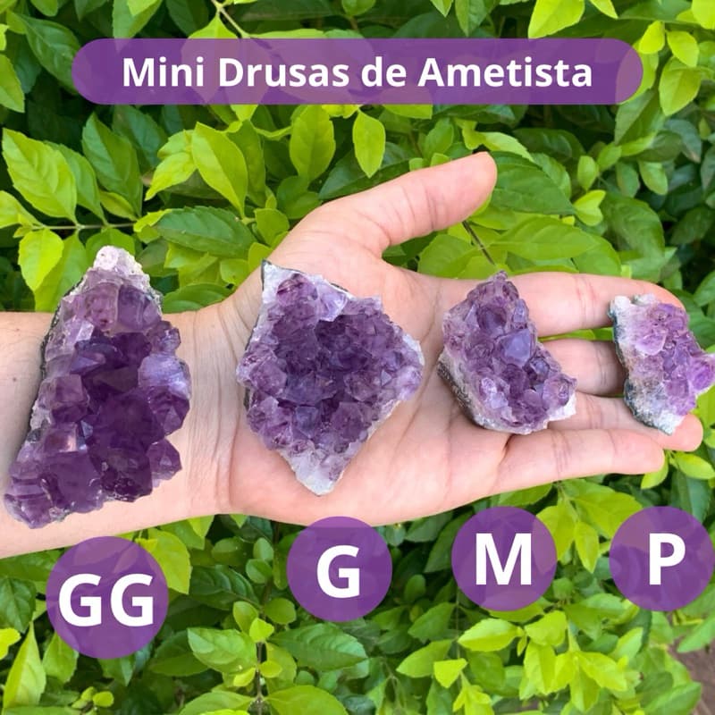 Drusa de Ametista Pedras Brutas Naturais Tamanhos Mini