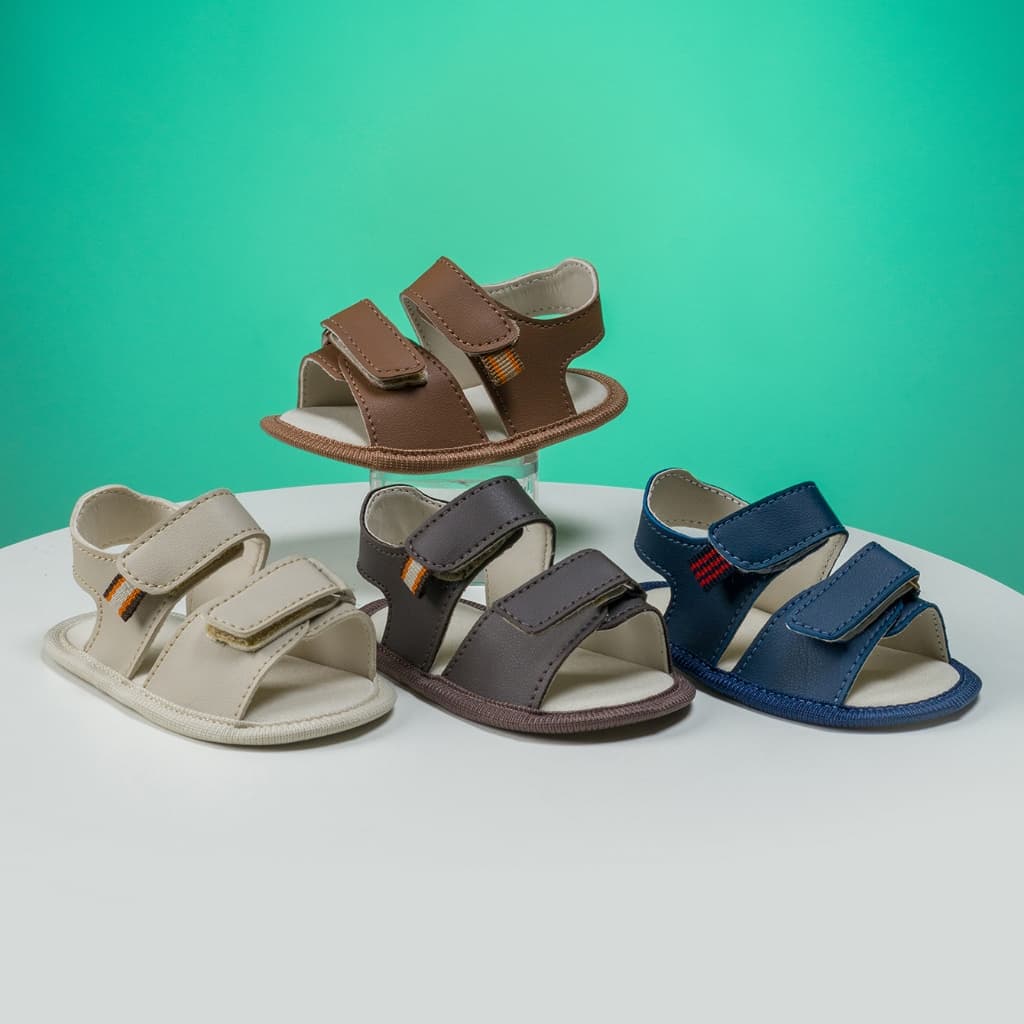 Sandália Papete Bebê Menino Recém Nascido Casual Cor Neutra Benne Kids Promoção Envio Já