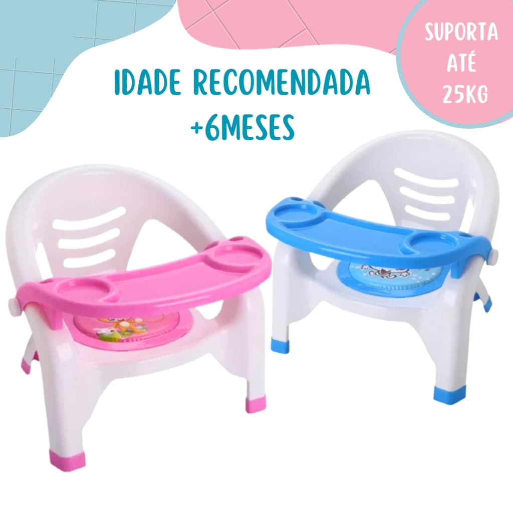 Cadeirinha Alimentação  Infantil Portátil Até 25kg Azul Rosa- Com Som
