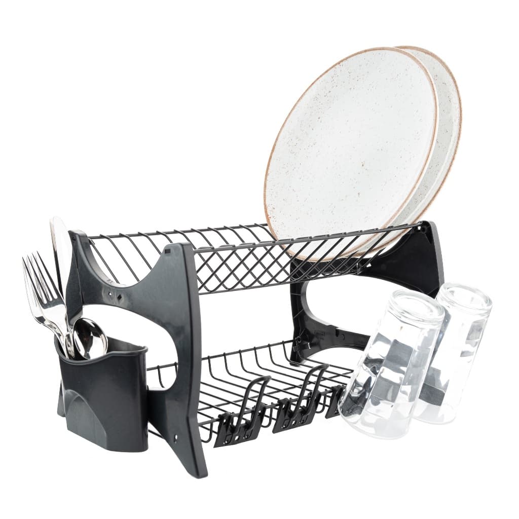 Escorredor Preto de Louça Prato Pia Com Porta Copos E Talher Florença