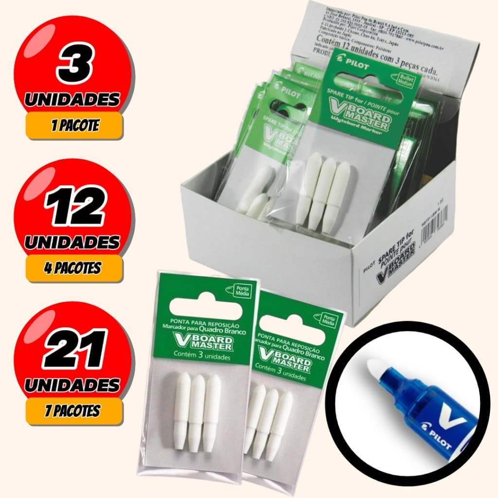 Ponta Para Marcador de Quadro Branco Repositor Board Master Pilot 3 uni