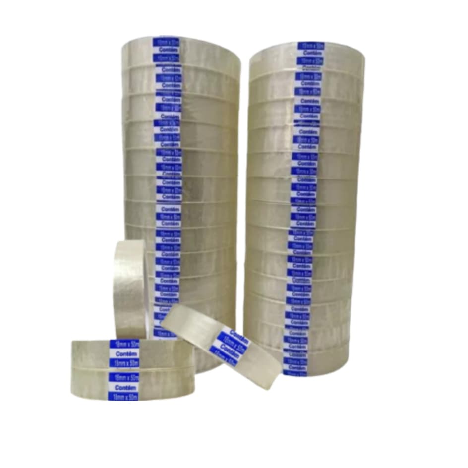 Kit 3/6/12/26 Rolos de Fita Adesiva 18x50 - Durex Transparente 18mm x 50metros
