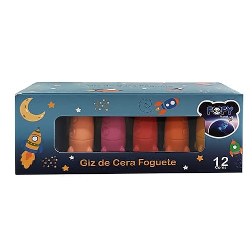 Giz de Cera Foguete com 12 Cores Fofy FF3604
