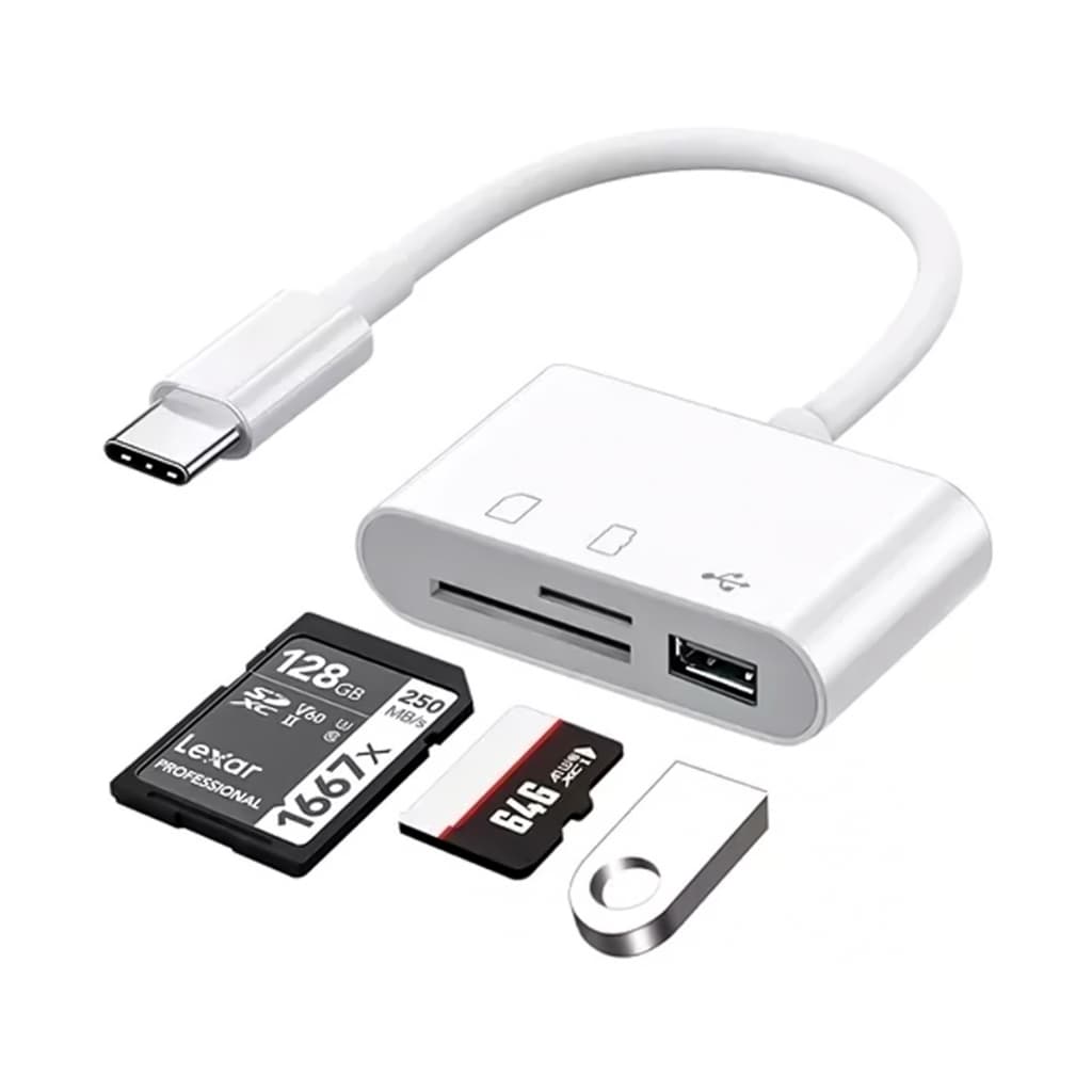 Adaptador Leitor Tipo C 3 Em 1 Usb 2.0- Sd-tf iPhone 15 pro Max