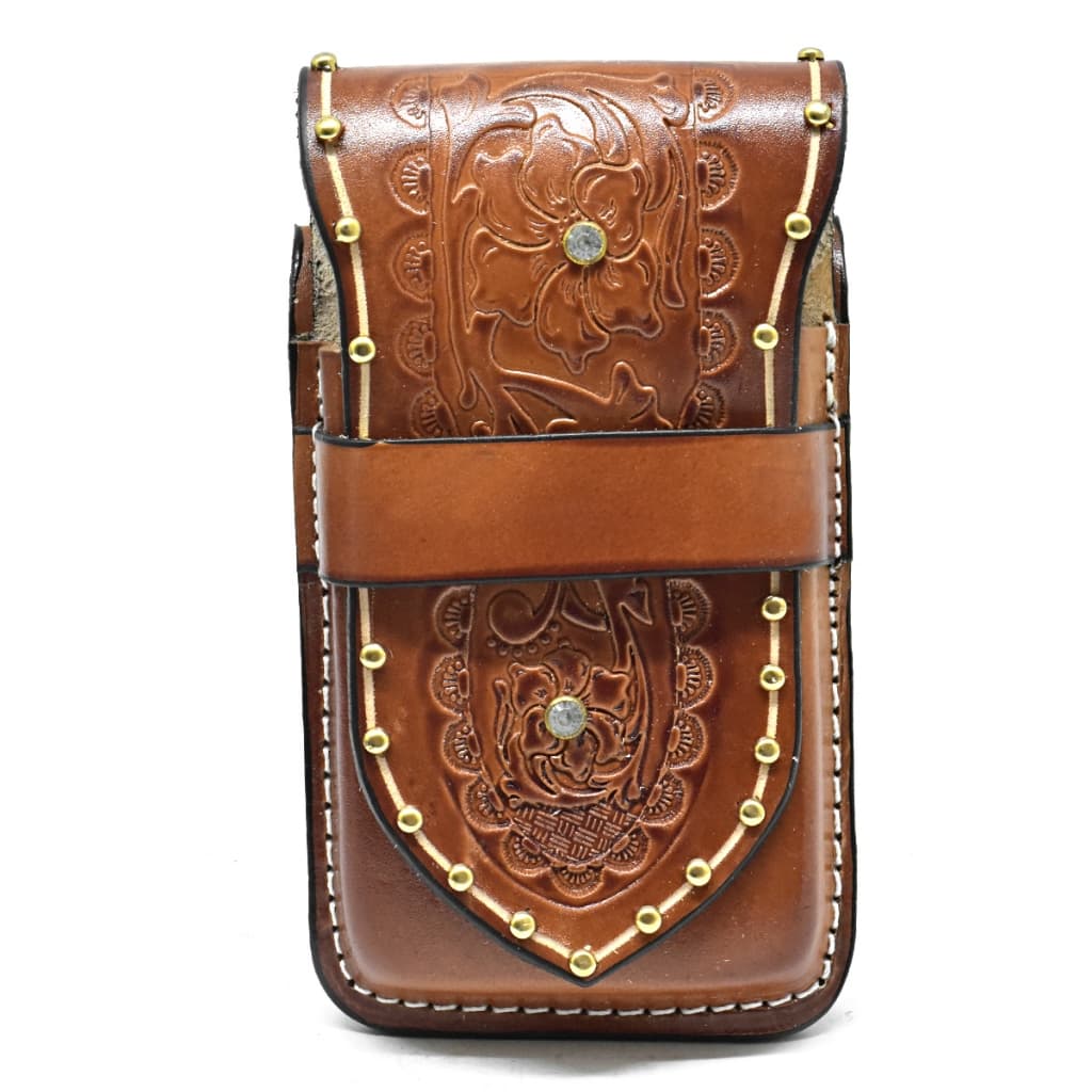 Bainha Porta Celular Feminina Country Cowgirl Couro Strass