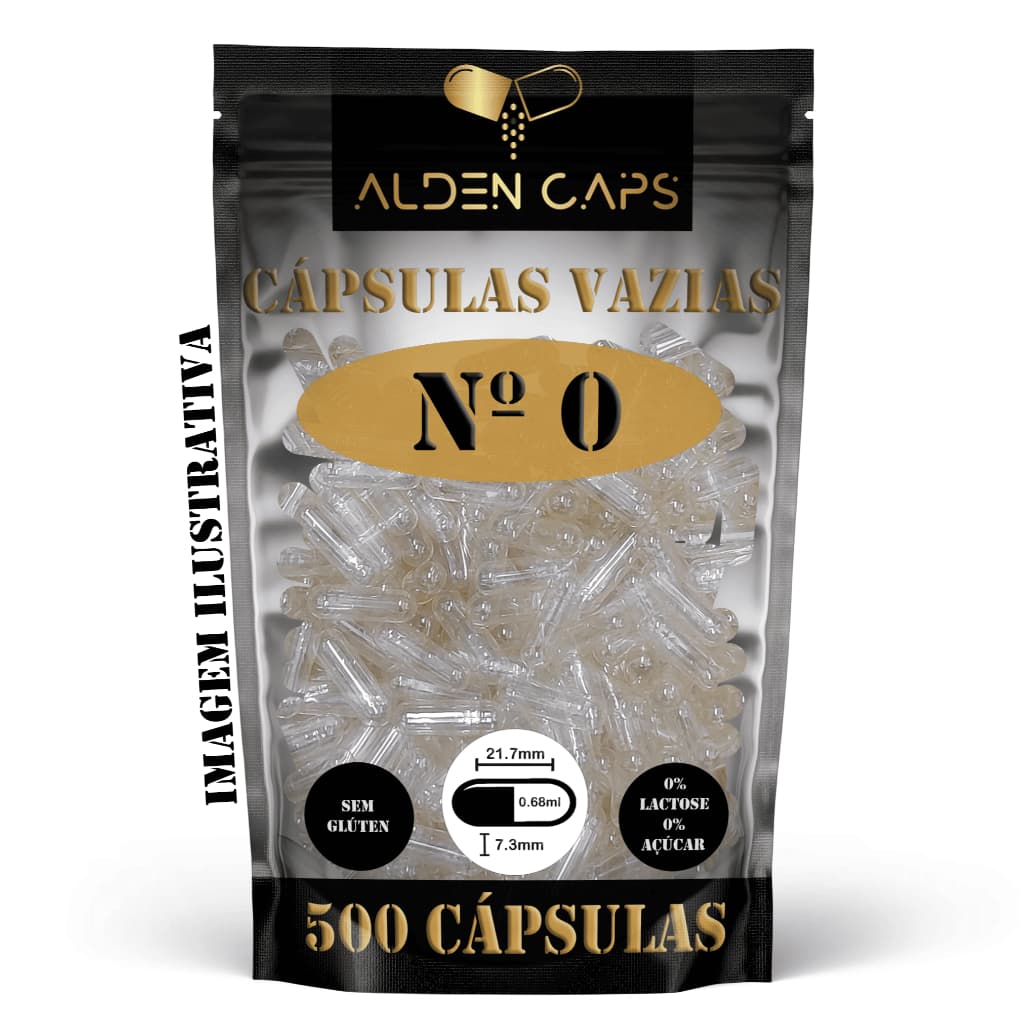 500 Cápsulas Vazias de Gelatina Incolor Nº 0 (500mg)