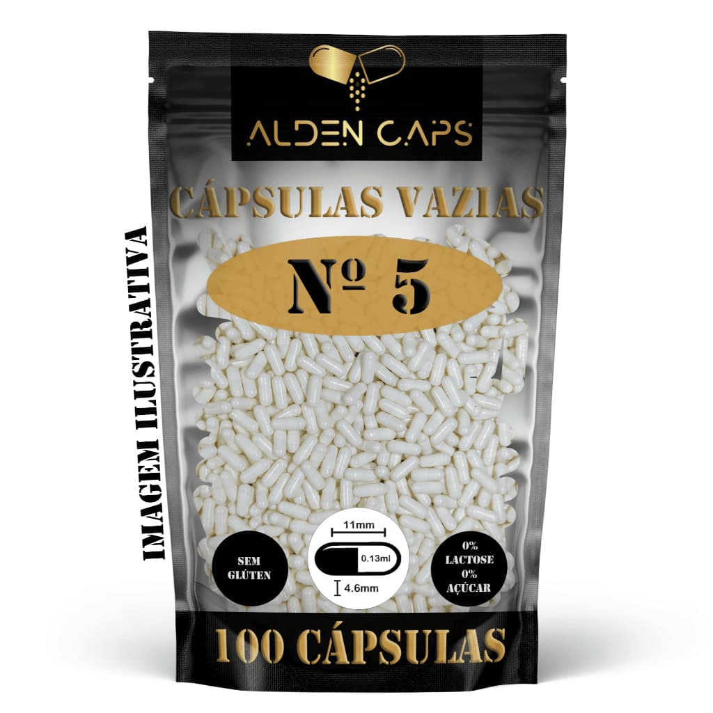 100 Cápsulas Vazias de Gelatina Nº 5 (60mg)