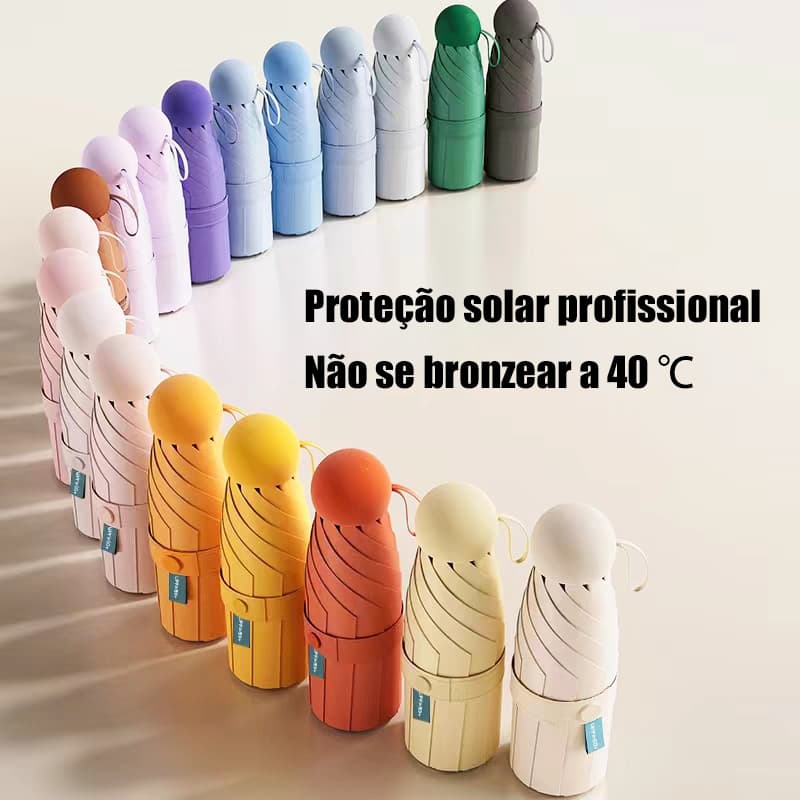 【Desconto 50%】MINI Guarda Chuva Sombrinha De borracha preta UPF>50 Com Proteção Solar e Proteção Ultravioleta guarda sol