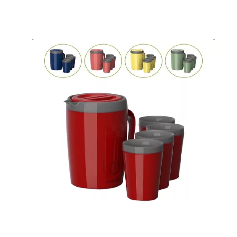 Kit Jarra Térmica 2l Caribe Copos Térmicos Água Suco Chá