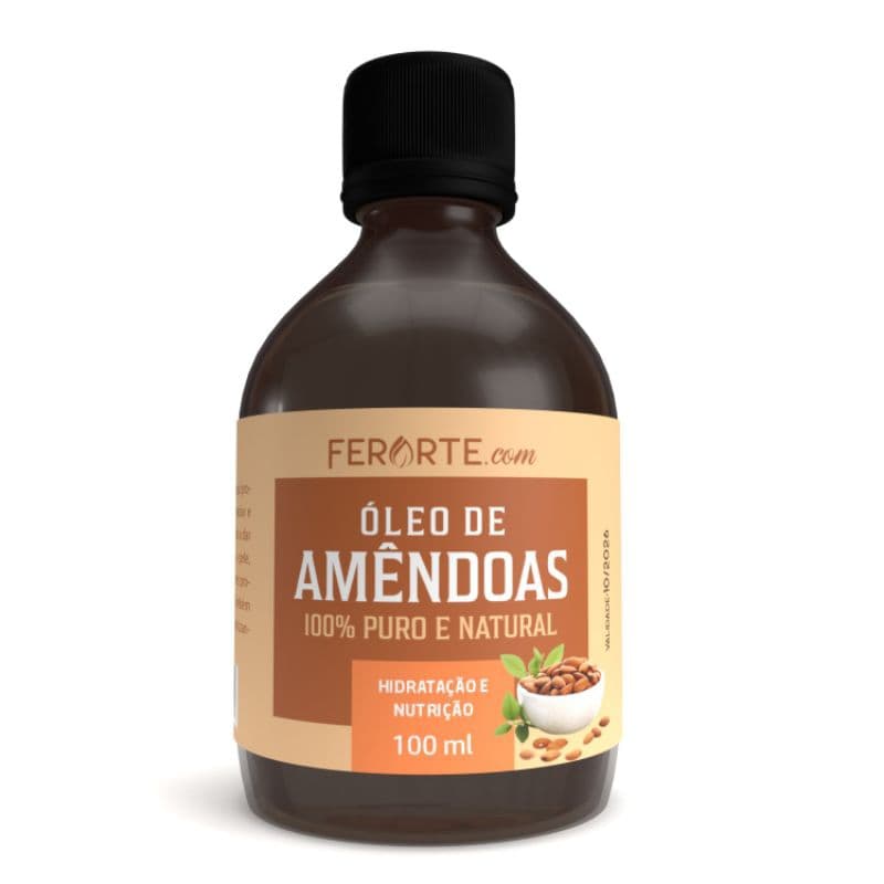 Óleo de Amêndoas Ferarte 100% puro extração natural 100ml estrias, hidratante, hidratação capilar