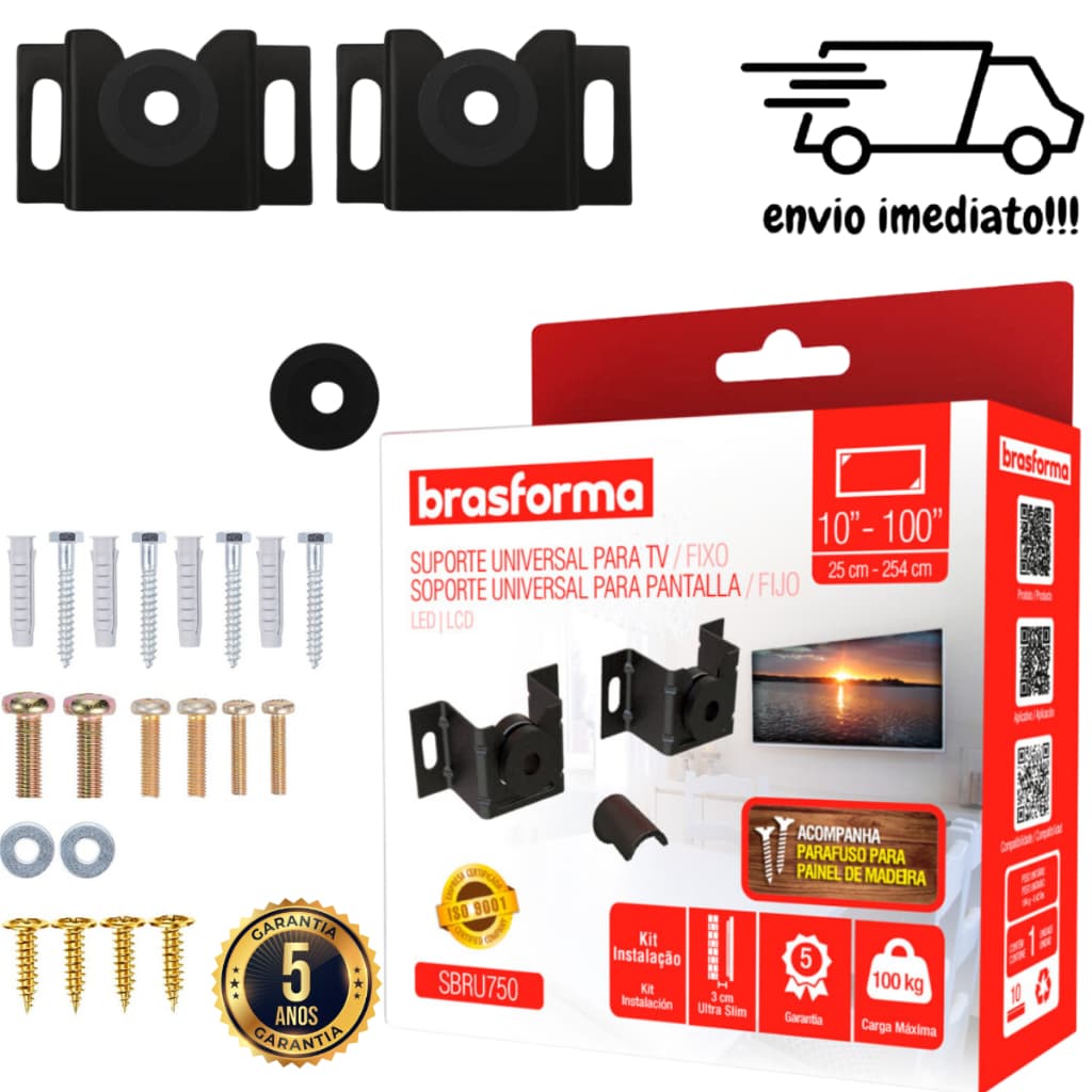 Suporte Para Tv Fixo Universal Led Lcd 28 32 39 40 42 43 50 55 60 65 100 Polegadas Parede ou Painel