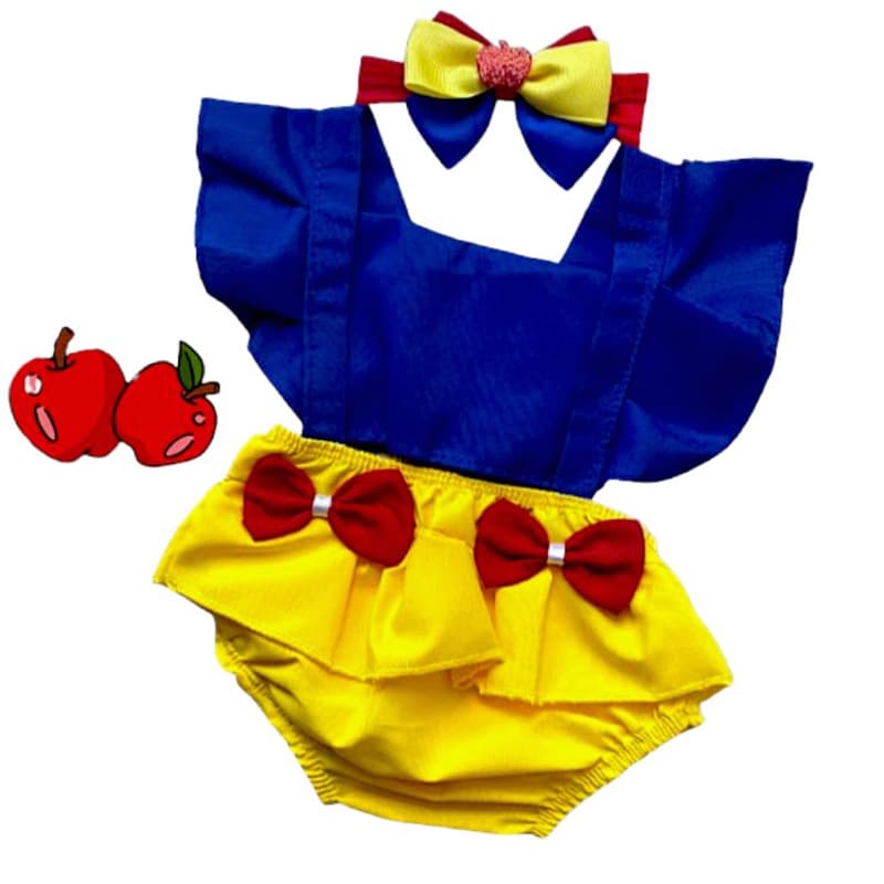 Romper Princesa Maçã Temático Mesversario + Laço De brinde