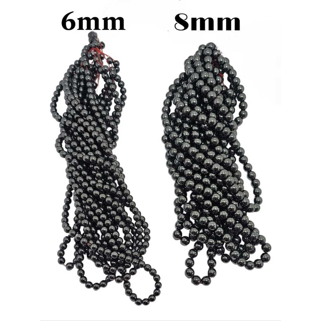 Hematita Fio de Pedras Natural 4,6,8,10mm para Terço, Colar, Pulseiras e Artesanatos 50 unidades
