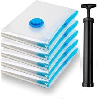 Kit Saco a Vacuo Organização de Roupas 50x60 Mala Viagem Guarda Roupa Bomba Manual