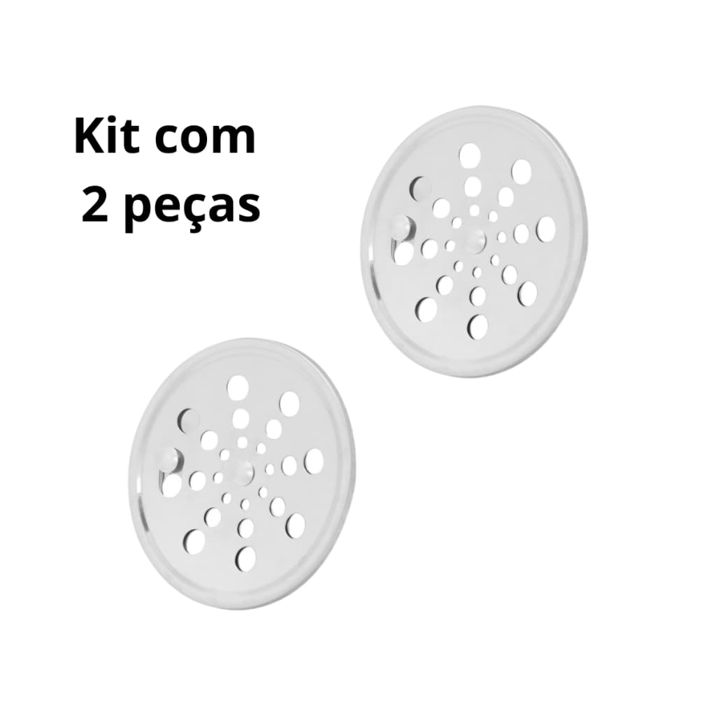 Kit 02 Ralos Tampa 10 CmGrelha Inox REDONDO  Fecho Rotativo