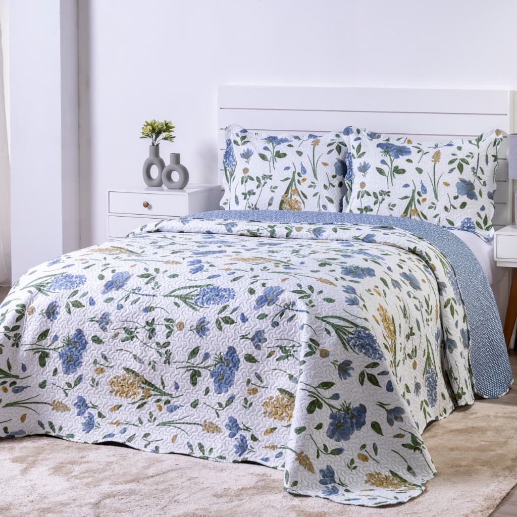 Kit Colcha Cobre Leito Boutis Ultrasonic 3 Peças Dupla Face com Porta Travesseiro