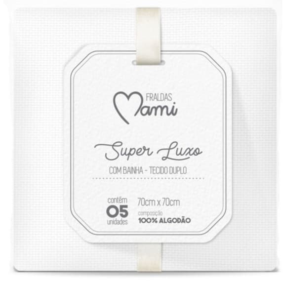 Fralda Super Luxo Branca Com Bainha Tecido Duplo Papi  5 unidades