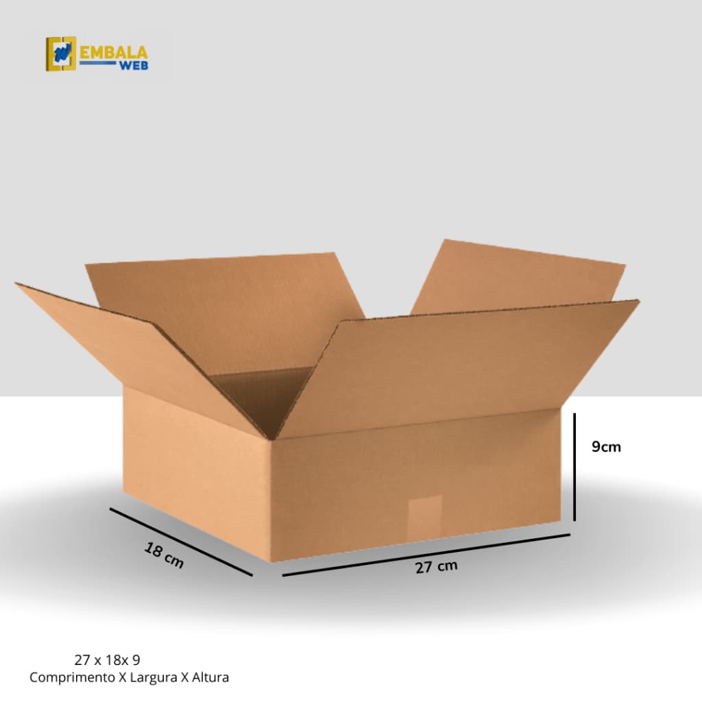 50 Unidades Caixa de Papelão tipo Maleta Reforçada 27x18x9 Correios Sedex Direto da Fábrica
