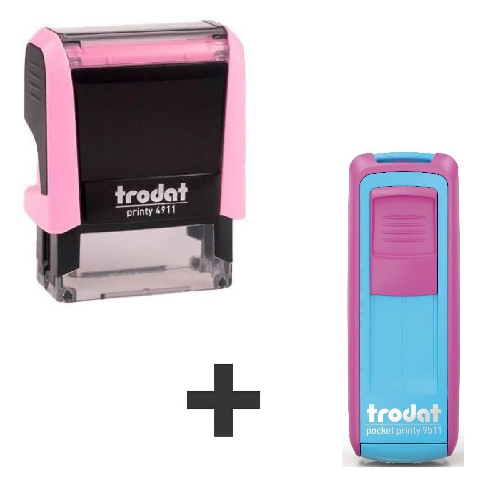 Carimbo de mesa +  Bolso Personalizado Trodat ( 4911 + Pocket 9511)