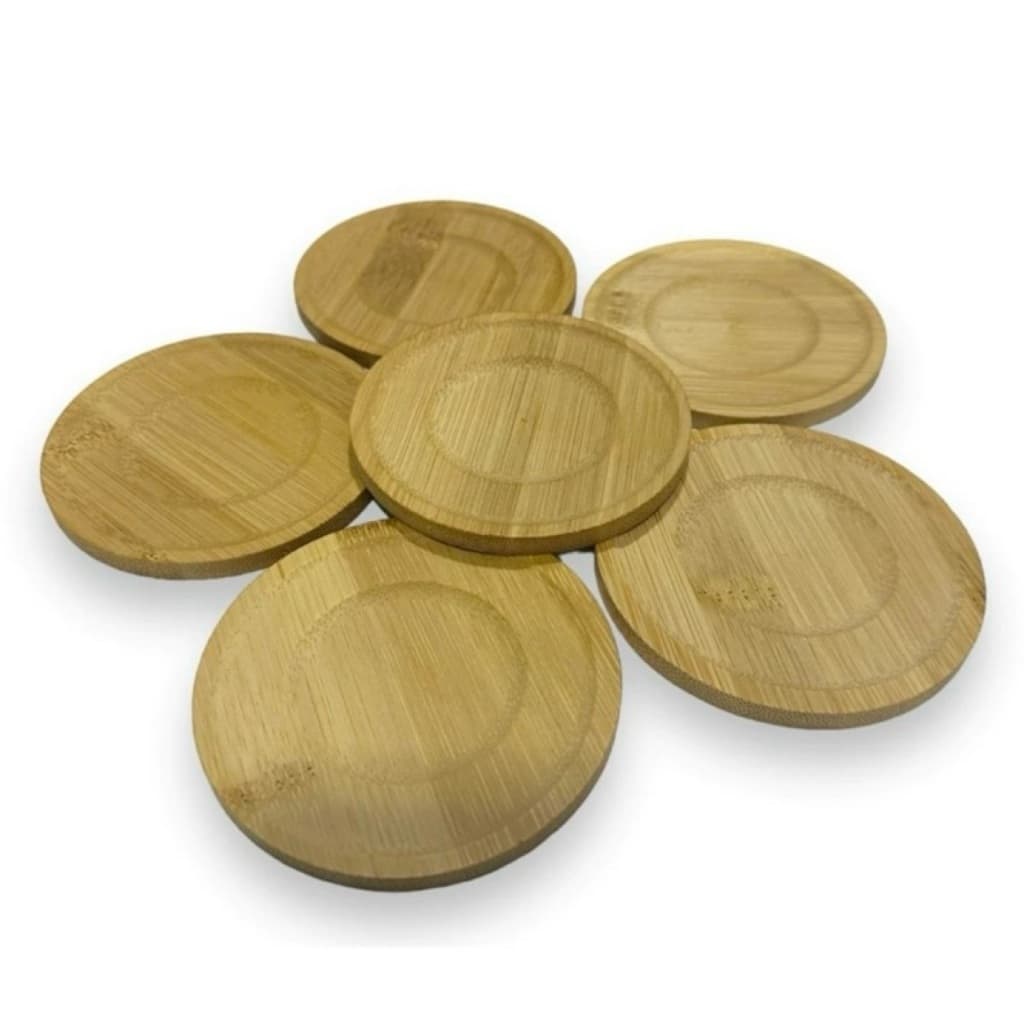 JOGO DE PORTA COPOS REDONDO EM BAMBU 6PCS UNIDADES