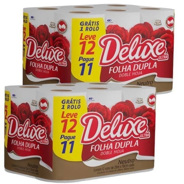 Papel Higiênico Folha Dupla Neutro Deluxe 12 Rolos ou 24 Rolos 20m Luxo PROMOÇÃO PROMOÇÃO