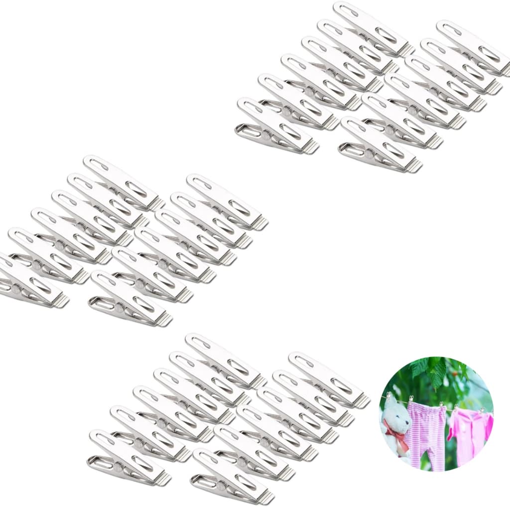 Kit 120 Prendedor De Roupa Inox Para Casa Escritório