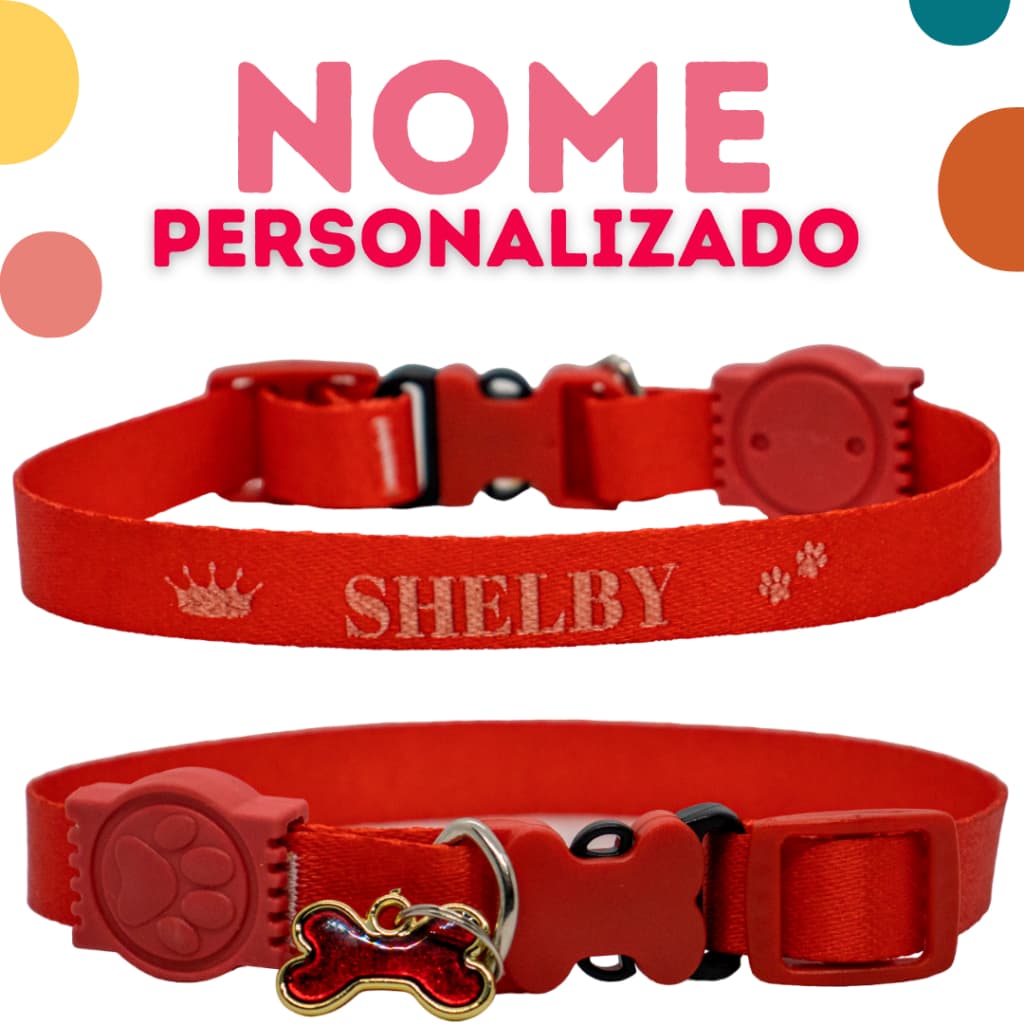 Coleira pet personalizada para Cachorro e gato pingente luxo