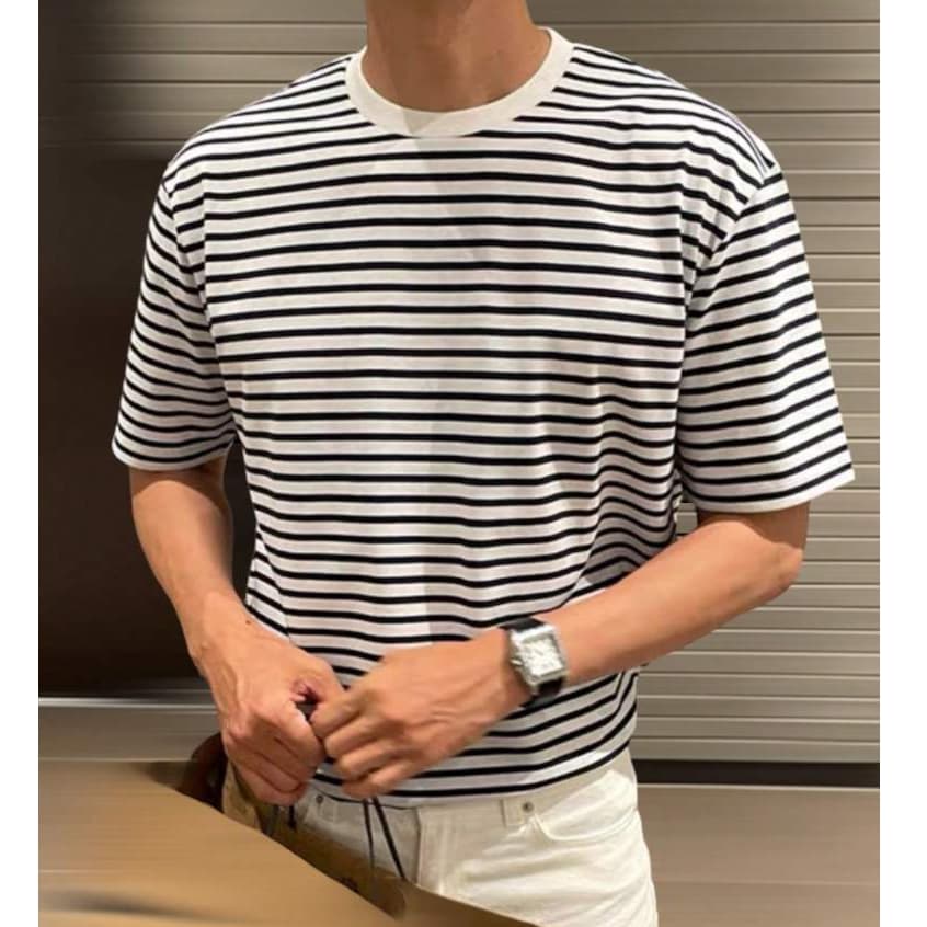 0973 - Camiseta Listrada Masculina Básica Sugestão de Presente para o Natal