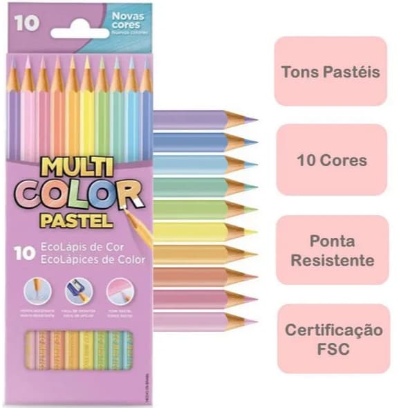Lápis De Cor Ecolápis Tons Pastel 10 Cores