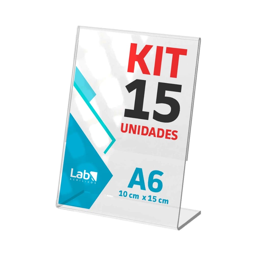 15 Displays L Expositor 10x15 cm acrílico Cardápio Qr Code