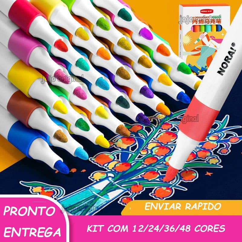 Kit 12/24/36/48 Caneta Tinta Permanente Colorida À Prova D'água Tipo Posca Colorida Cerâmica Madeira Metais Tecido Tênis
