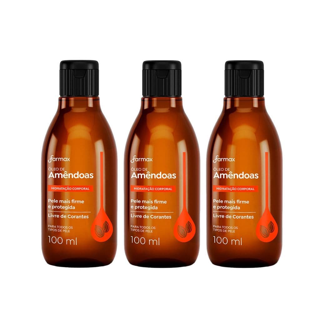 Kit C/3 Óleo Capilar e Corporal Amêndoas 100ml - Farmax